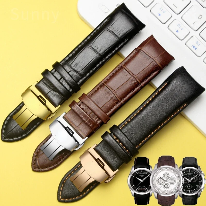 Real Cow Leather Watch Strap for Tissot 1853 Couturier T035 T035428 T035439 T035614 627 Arc Interface Men's Watchband 22 23 24mm