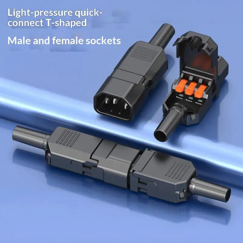1Pcs Female Male Rewirable Power Connectors Quick Wiring AC Power Socket Replacement IEC 320 C14 C13 Plug Adapter AC Sockets