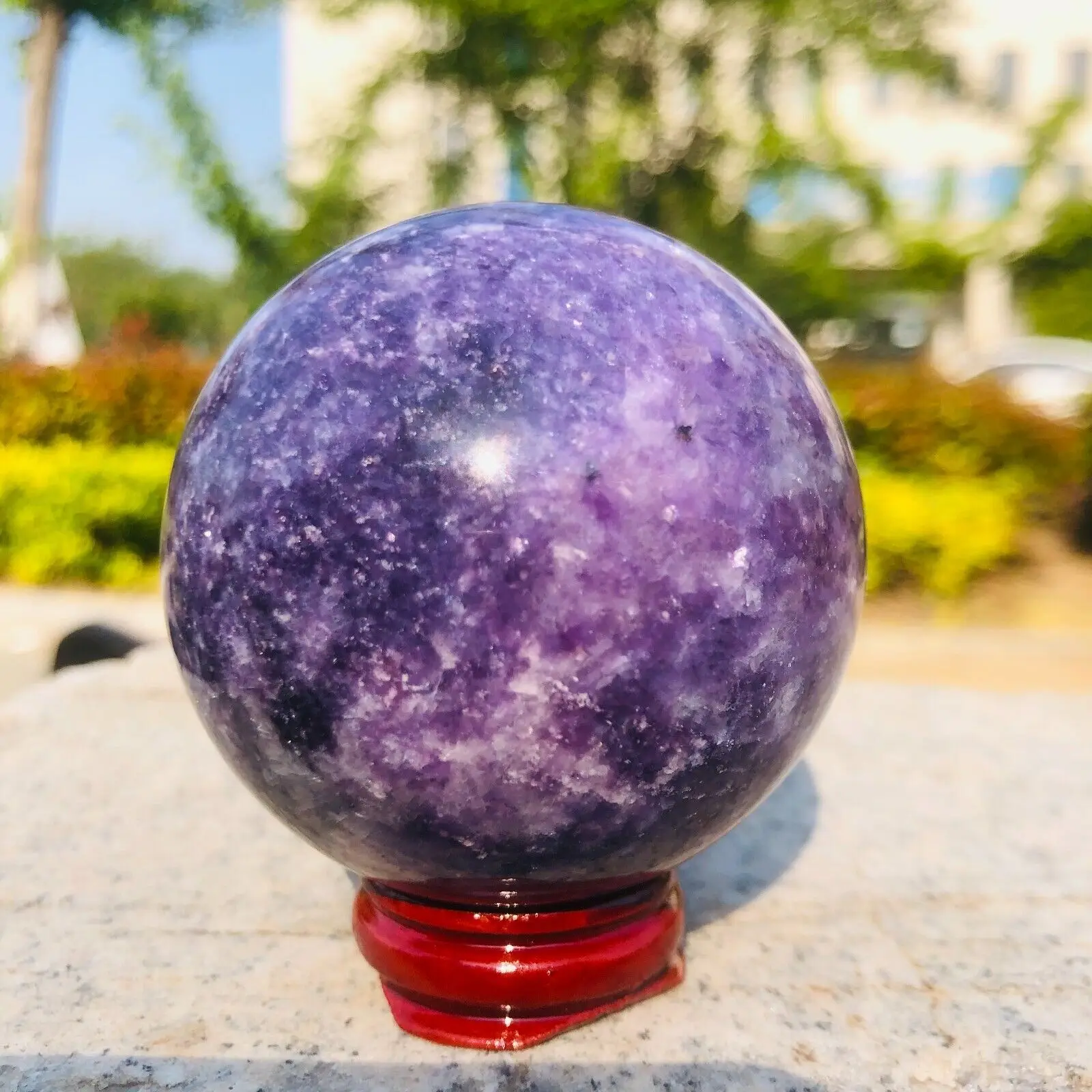 Natural Lepidolite Purple Mica Globe Reiki Crystal Sphere Ball Healing