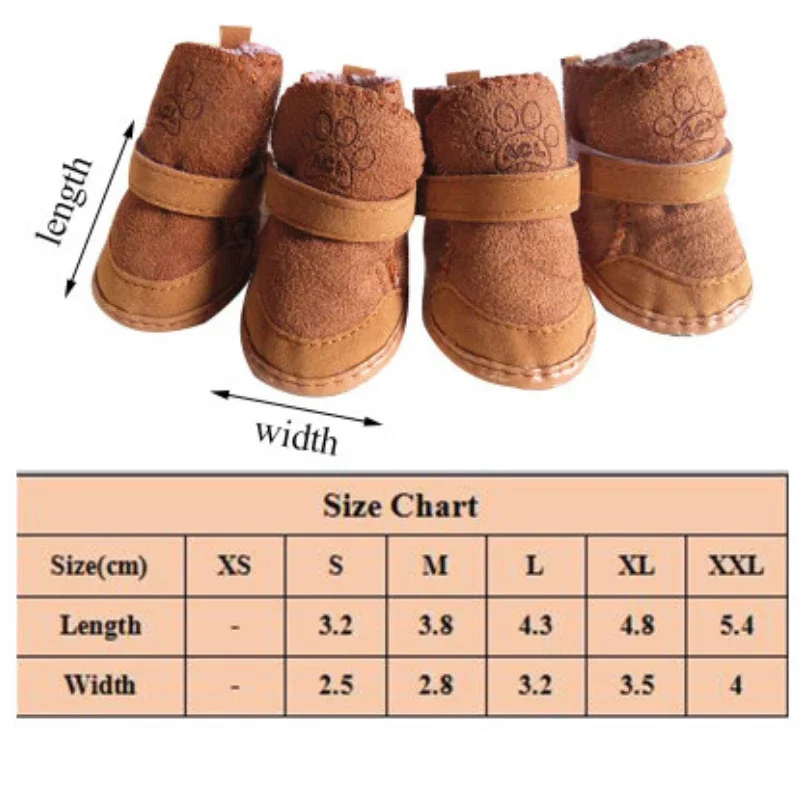 4Pcs Thick Fleece Lined Dog Snow Boots, Warm Waterproof Rain Shoes, Anti-slip Puppy Sneakers, Outdoor Pet Footwear for Cold Days
