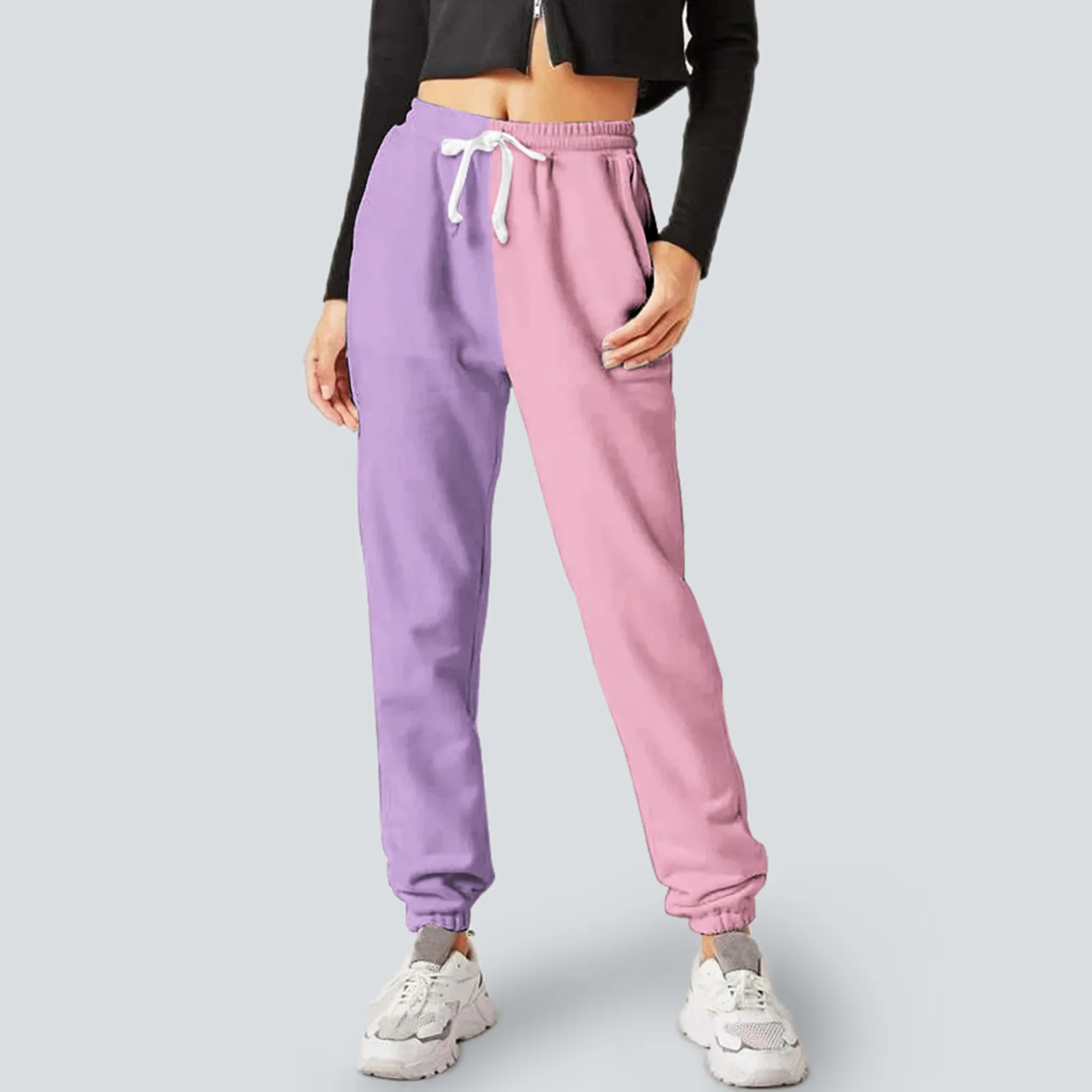 Pantaloni della tuta con pantaloni tascabili da donna stampati comodi pantaloni da jogging Casual atletici da allenamento a vita alta pantaloni taglie forti per le donne