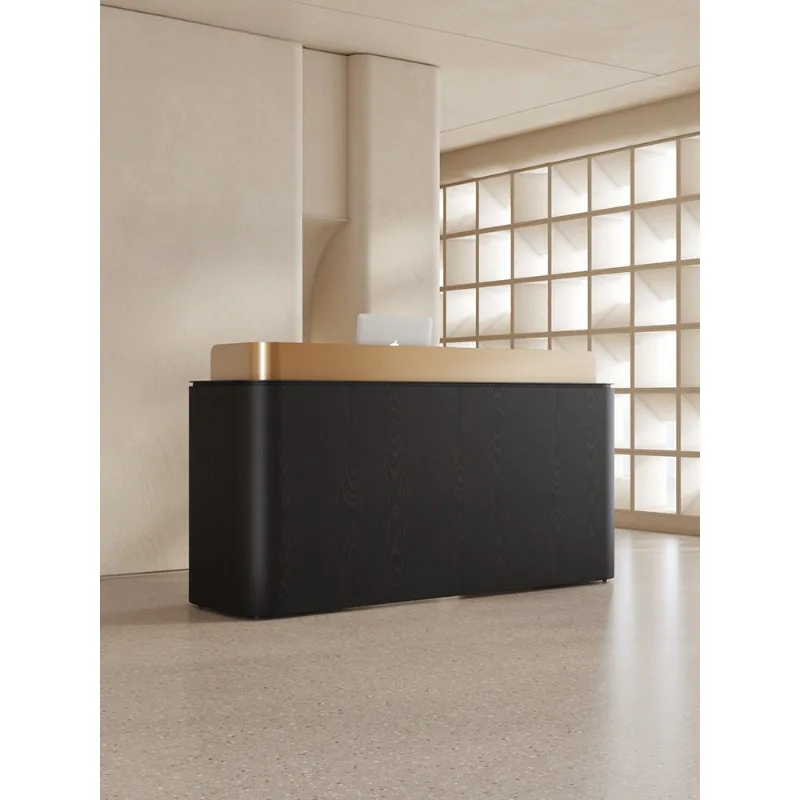 Clothing store checkout page Modern simple bar table Black paint front desk Beauty salon Reception desk Service desk Counter