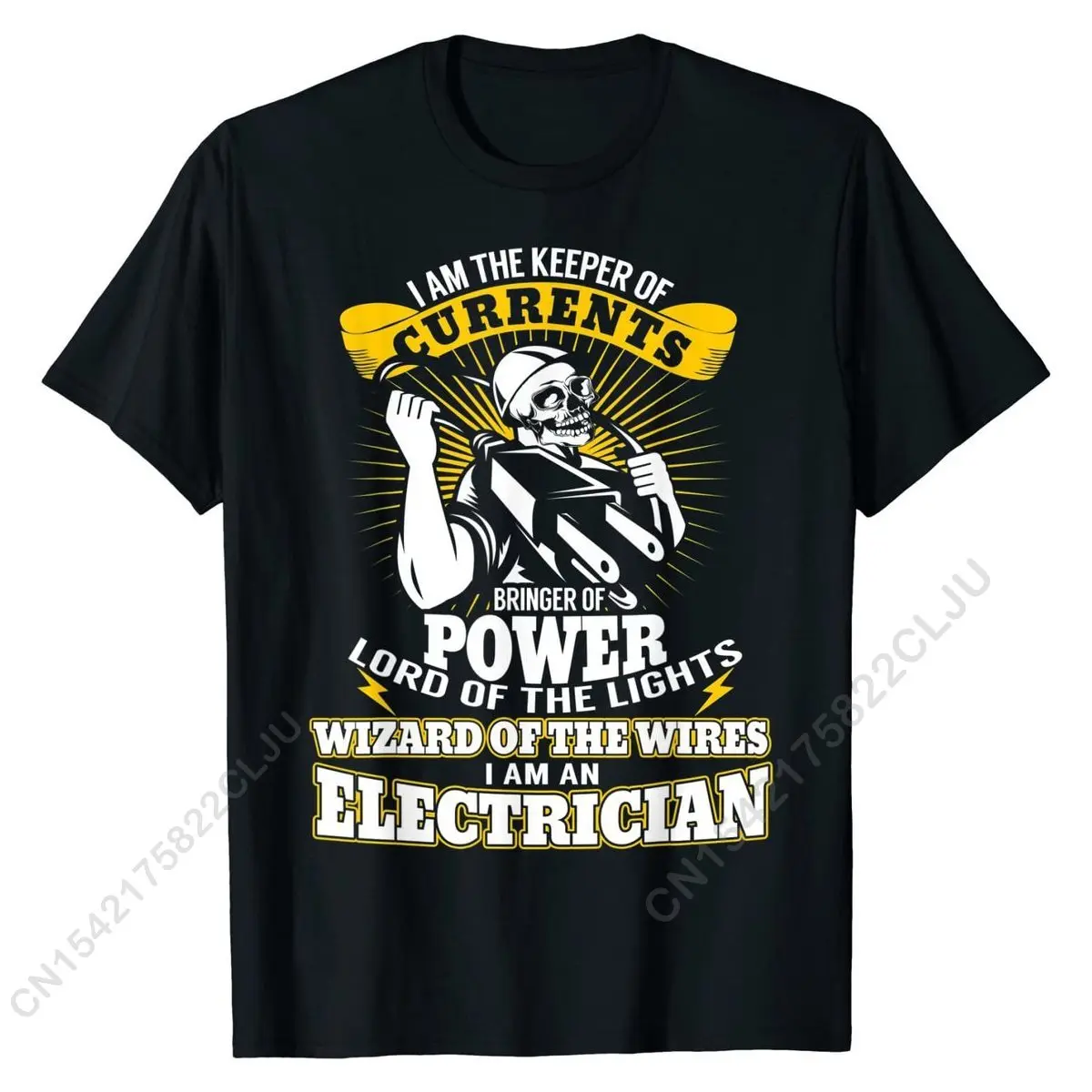 I Am The Keeper Of Currents Funny Electrician T Shirt T-Shirt Wholesale Simple Style Tops Tees Cotton T Shirt For Men Casual