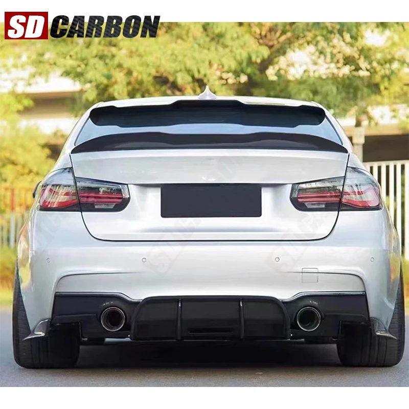لسيارات BMW 3 series F30 F35 GEEX نمط ألياف الكربون مانع صدمات خلفي للسيارة الناشر الخلفي الخائن سبويلر عودة تحويلة الشفاه اكسسوارات السيارات #4