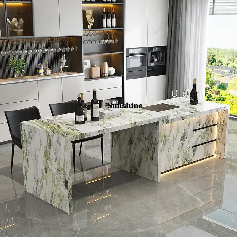 Extendable Multifunctional Kitchen Island, Dining Table & Stone Countertop for Open Kitchen, Stain Resistant & Durable, Customiz