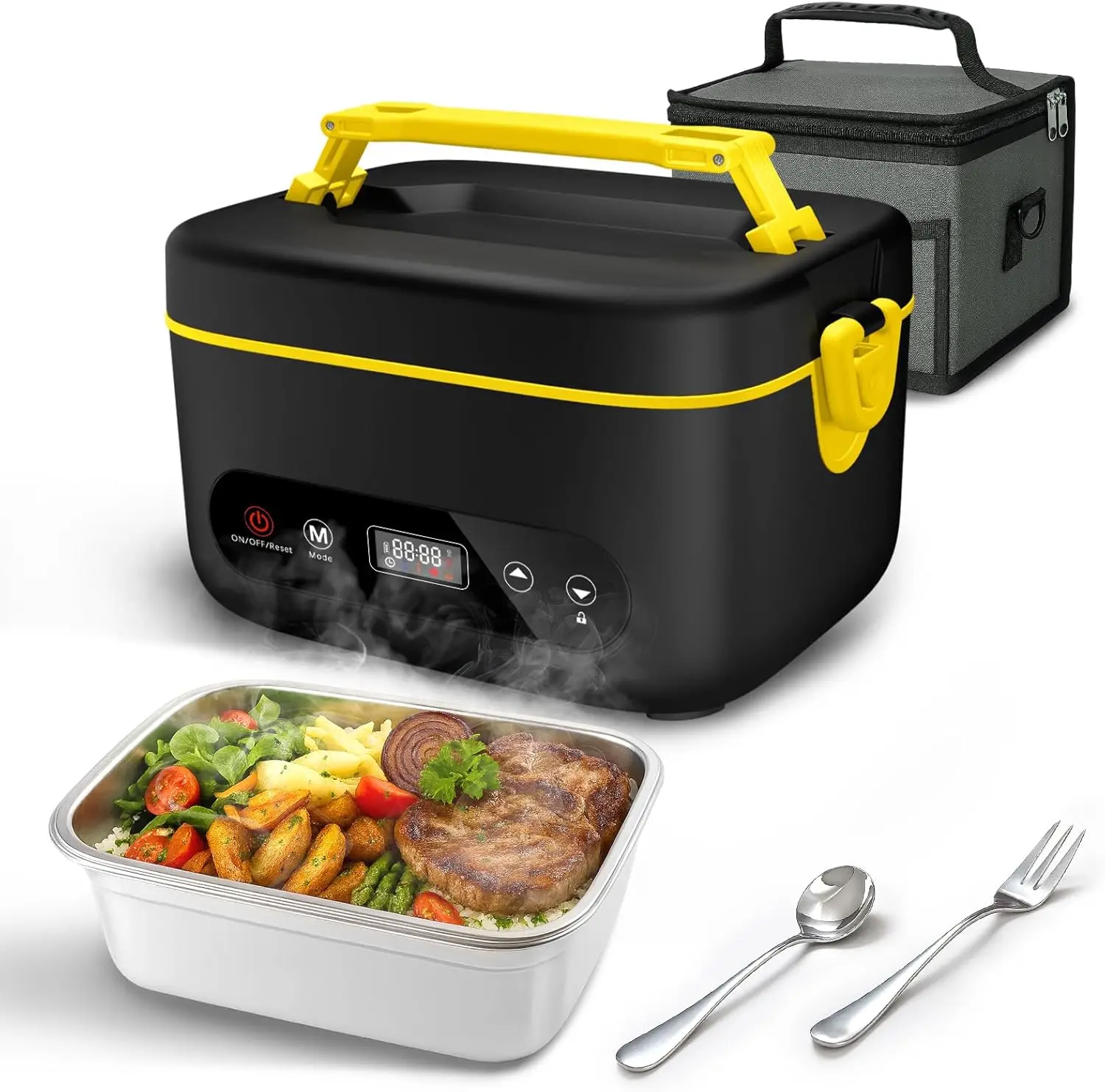 

Cordless Electric Lunch Box, 24000mAh Heated Portable Food Warmer, 5-Cup Battery-Powered with Automatic Heating & Insulated