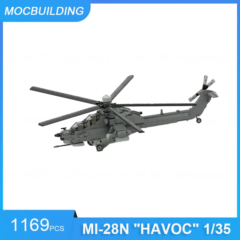 

Конструктор MOC MI-28N «HAVOC», масштаб 1/35, модель самолета, сборные кирпичи, военные сборные игрушки, подарки, 1169 шт.