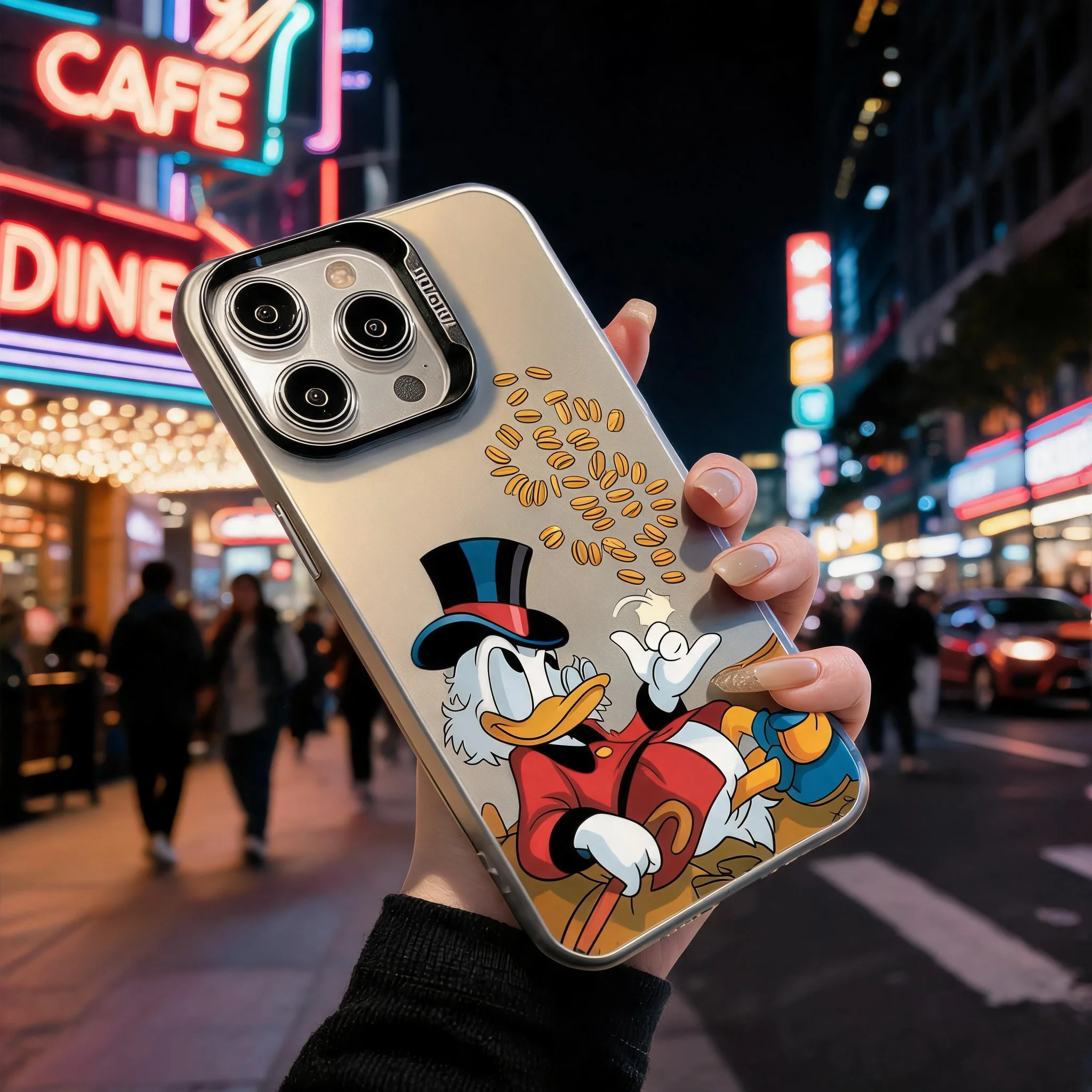 Scrooge McDuck Rich Gold Coins Parody iPhone Case, Peach Lens Frame Soft TPU, For IPhone12-New Series