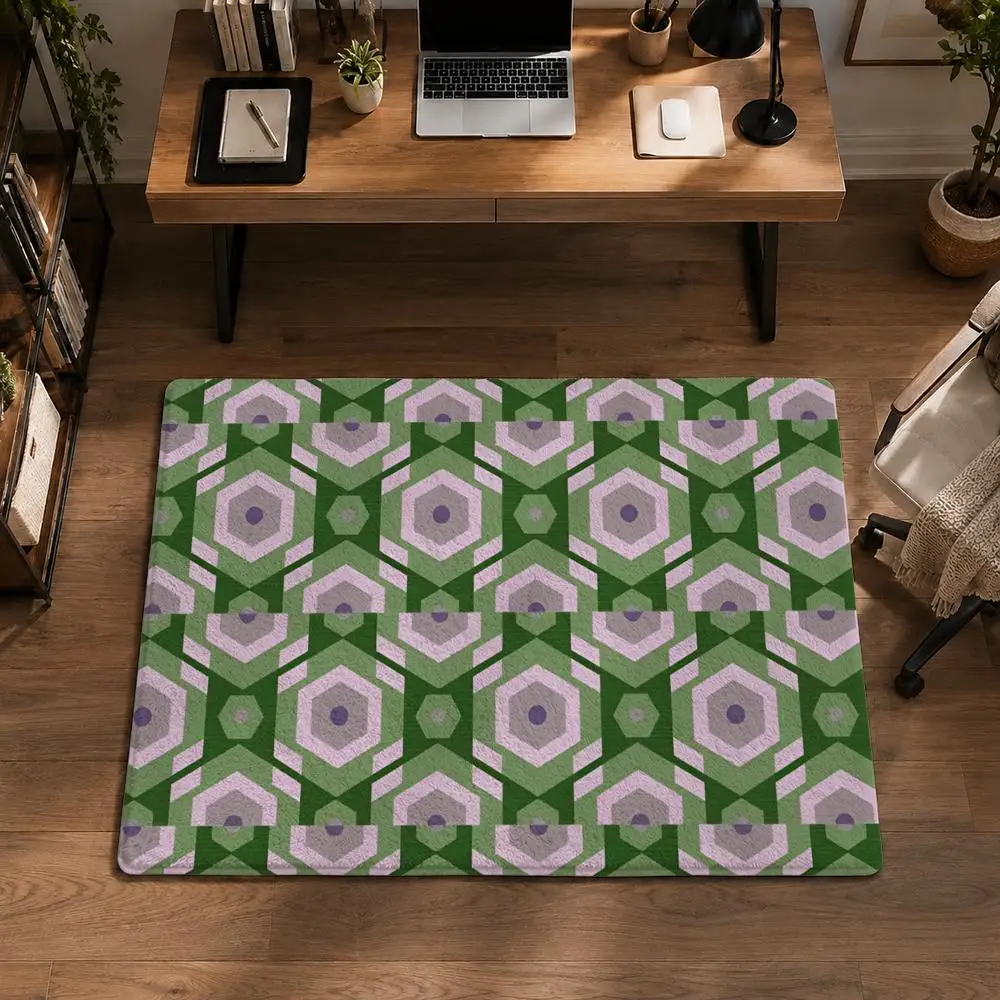 Multicolored Hexagonal Pattern Floor Mat Flannel Non-Slip Washable Soft Rug For Bathroom Kitchen Bedroom Living Room Home Decor