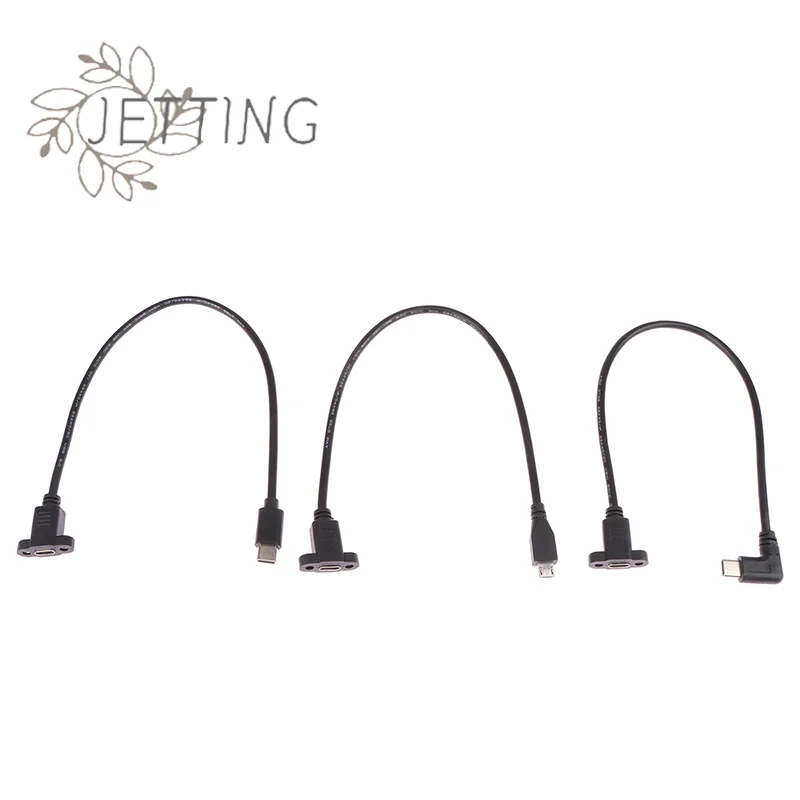 Kabel Ekstensi Hot Micro Type USB USB 3.1 Male ke Type-C USB 3.1 Female 17mm dengan Lubang Panel Mount Sekrup 0.3m