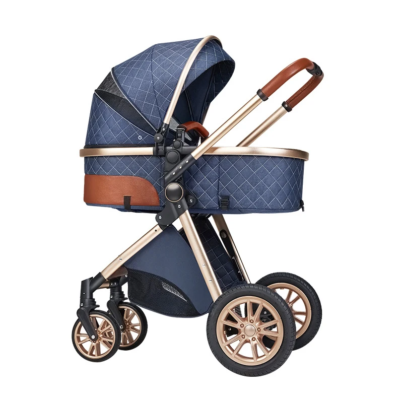 

Portable Folding Baby Stroller with Two-Way Shock Absorber High View Can Sit and Lie Down Made of Durable Metal