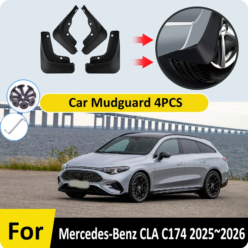 

Car Fenders For Mercedes-Benz CLA C174 2025 2026 Mudguards Splash Guards Wheels Protection Protector MudFlaps Auto Accessories