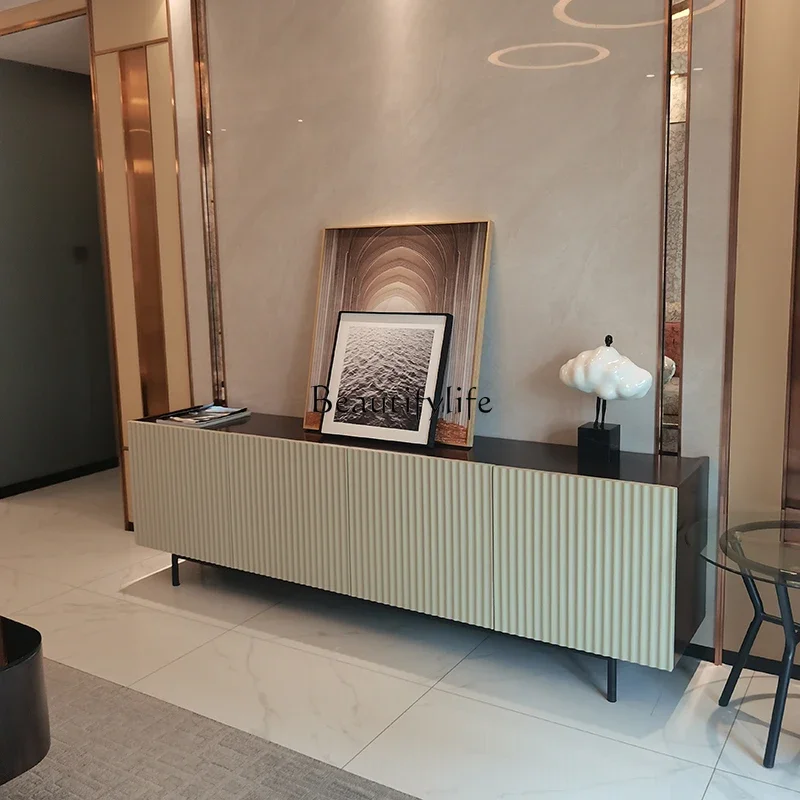 

Modern light luxury TV cabinet cream style simple Nordic rock slab floor cabinet
