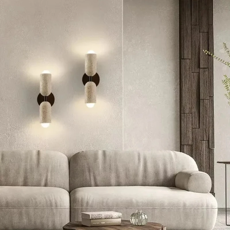 Japanese Wabi Sabi Style Yellow Cave Stone LED Wall Lamp Bedroom Bedside Living Room Background Wall Home Decor Lighting Fixture