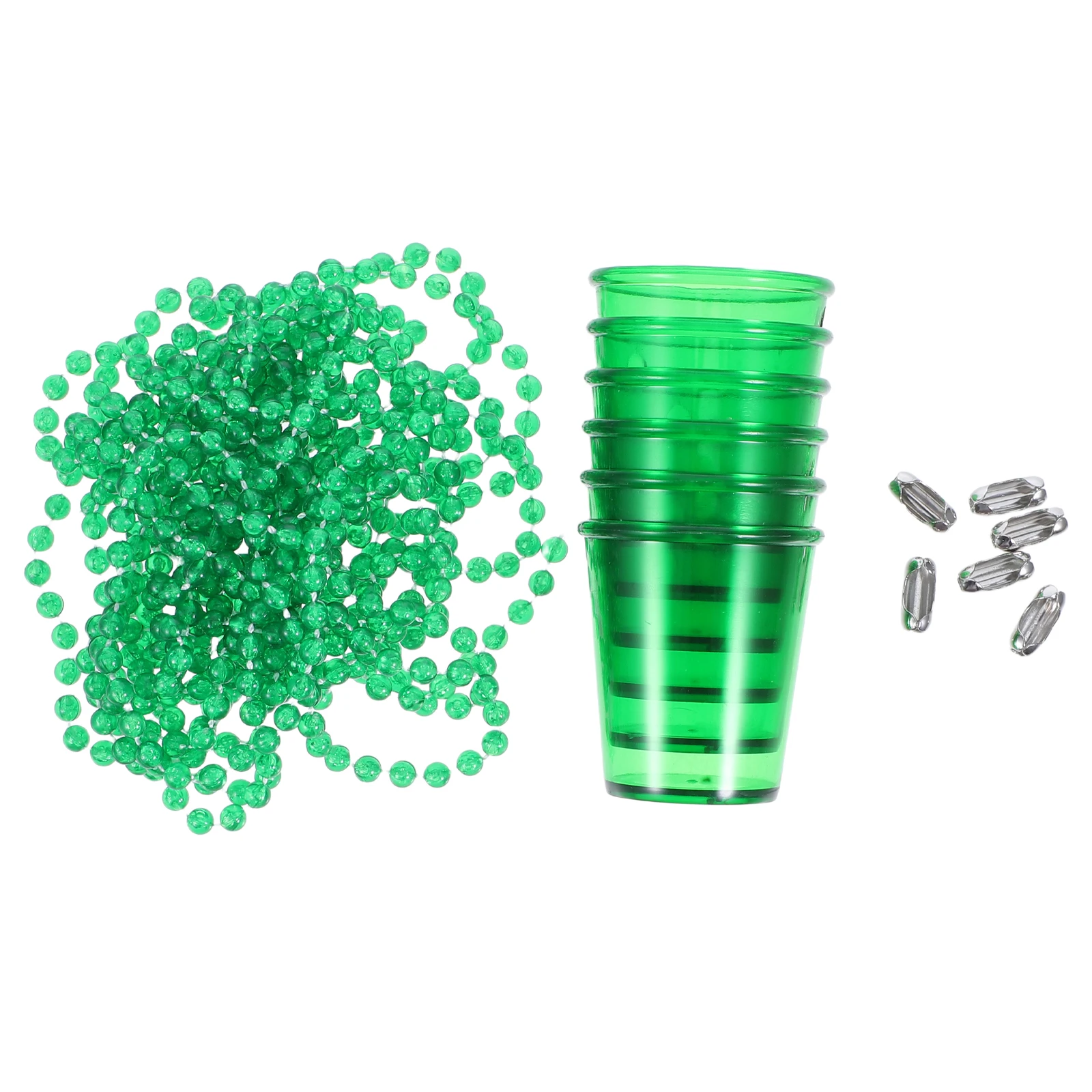 

6pcs Shot Glass Necklace Reusable Wine Glasses Bead Beer Mug Party Decorations Bachelor St Patrick Accessories Green Jewelry