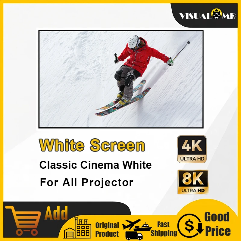 

Hot HD Cinema White Projector Screen Matte 1cm Ultra Narrow Bezel Fixed Frame 4K 8K Popular Classic for Home Theater Projection