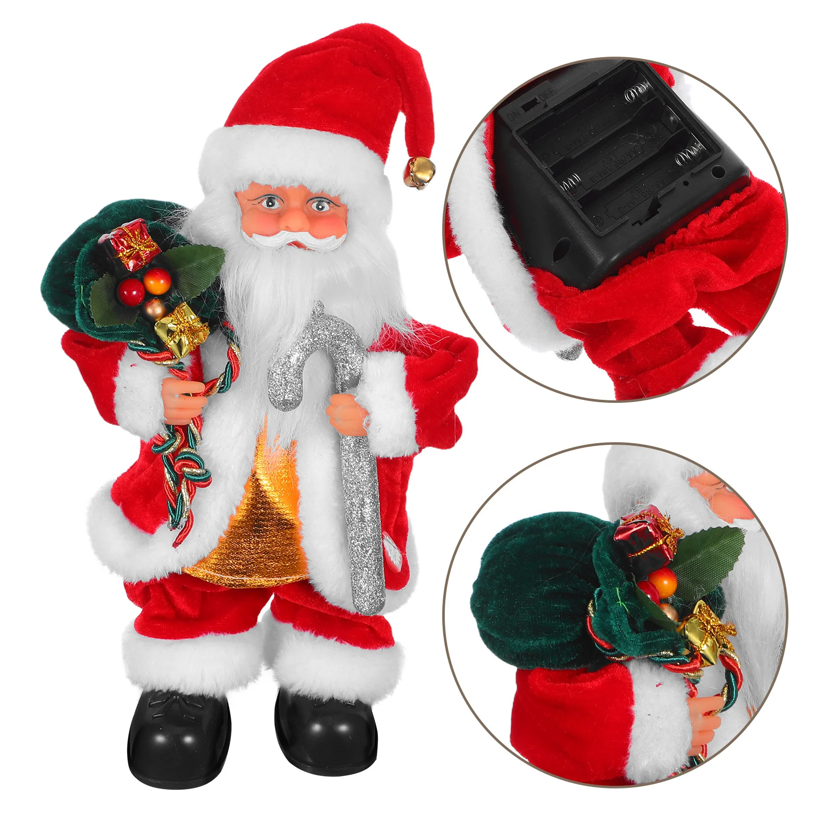 ซานตาคลอสไฟฟ้าดนตรีตกแต่งคริสต์มาส ซานตาคลอสเคลื่อนไหวได้ ของขวัญปาร์ตี้คริสต์มาส ของประดับตกแต่งวันหยุดสำหรับเด็ก ซานตาคลอสดนตรี