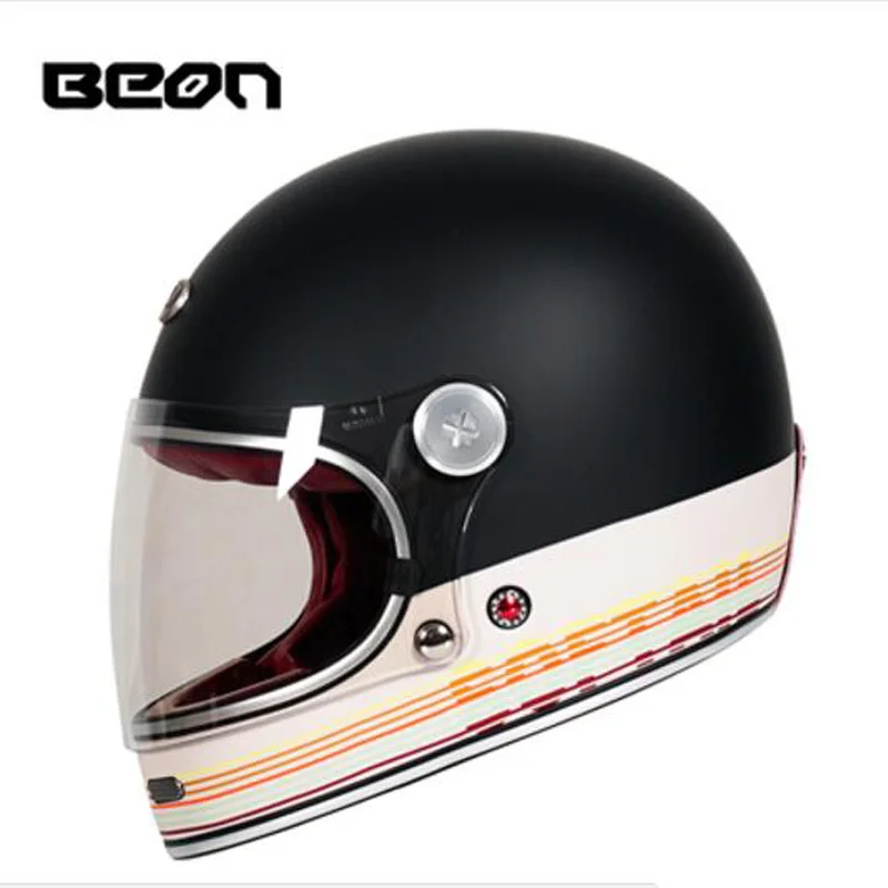 BEON Men\'s Women\'s Retro Full Face Motorcycle Helmet Motocross Motorcycle Running Helmets Capacete De Moto Casco Casque Cascos