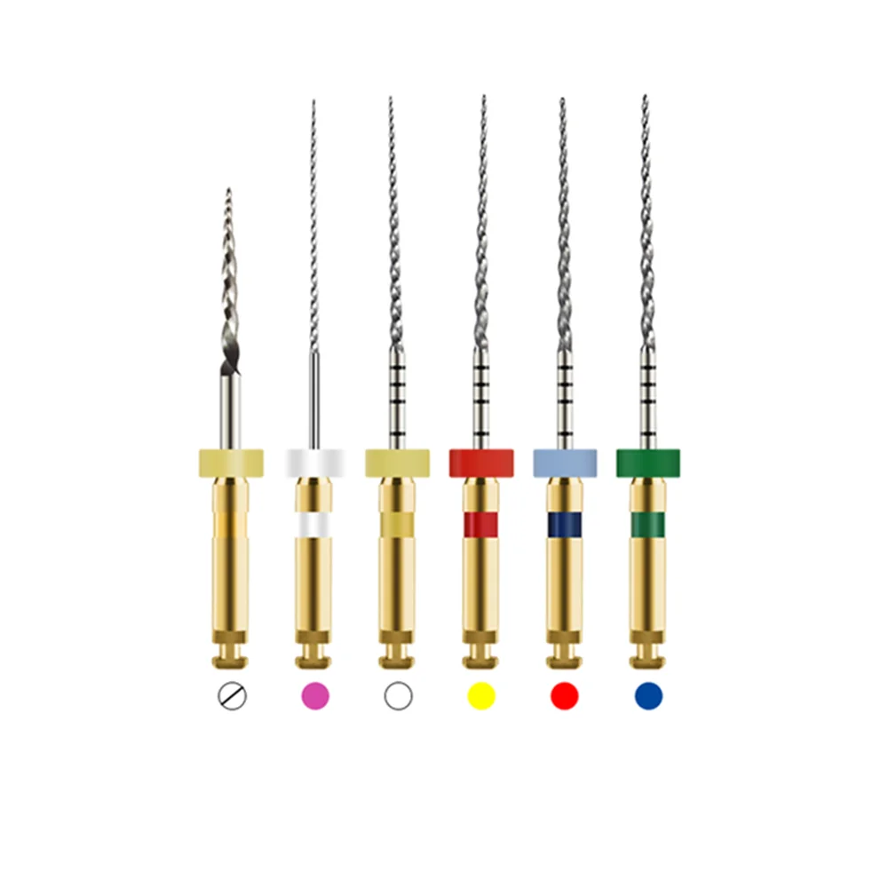 1Boxes(6pcs) COXO Soco Strong Flexible Dental File Root Canal Taper Endodontic File Gold Heat Activates Rotary File