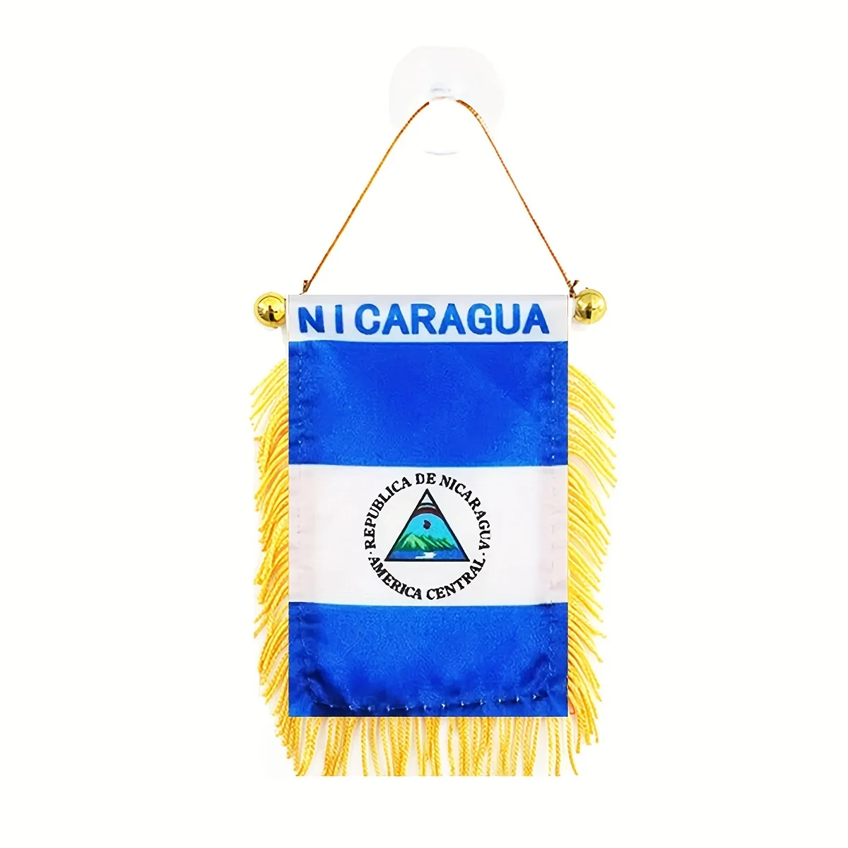 1pc/2pcs Double Side Mini Nicaragua Window Flag with 3x4in 8x12cm Size, Fringed Hanging Flag, Ideal for Car and Home Decorations