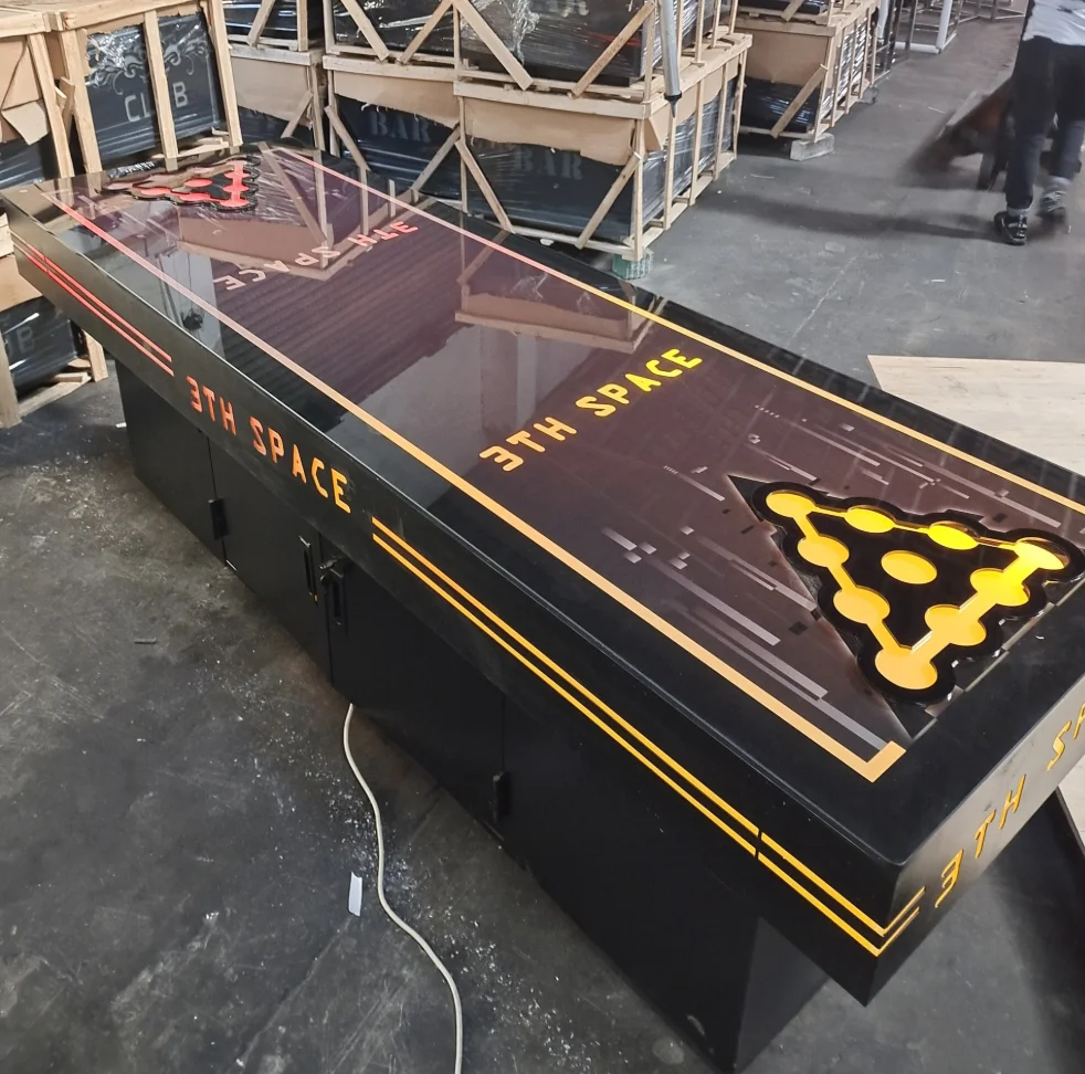 Atacado LED - Mesa de Beer Pong de bar iluminado com design de néon personalizável para eventos de jogos em boate e uso em festas