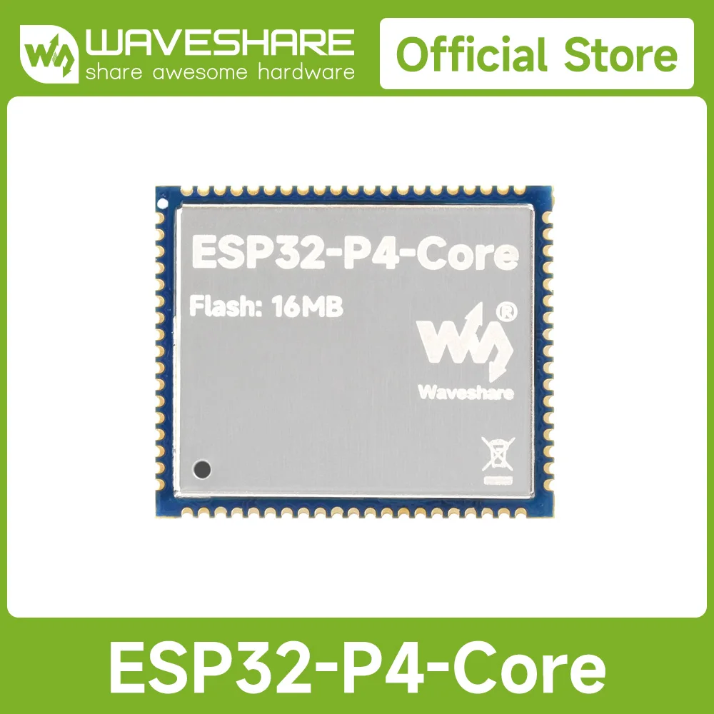 Waveshare ESP32-P4-Core Module With 32-bit Dual-Core and Single-Core RISC-V Processors,Onboard 32MB PSRAM, Options For 16MB/32MB