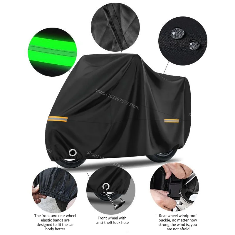 

Аксессуары для велосипеда, чехол для мотоцикла, защита от дождя и солнца, утолщенная ткань Оксфорд, встроенная противоугонная пряжка, пылезащитный чехол.