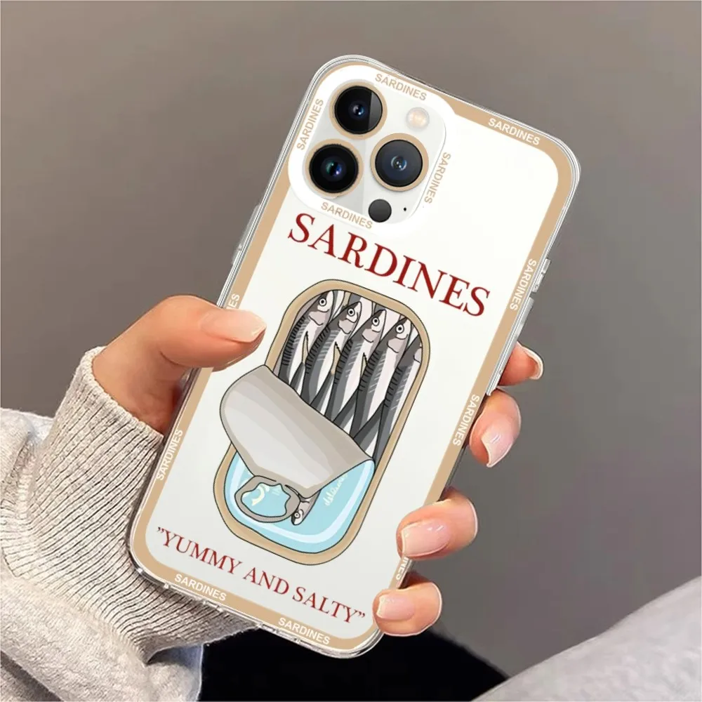 Cuadros Decoration Sardines Nordic Phone Case For Samsung S20 S21 S22 S23  Ultra Plus S10 Transparent Border Shell