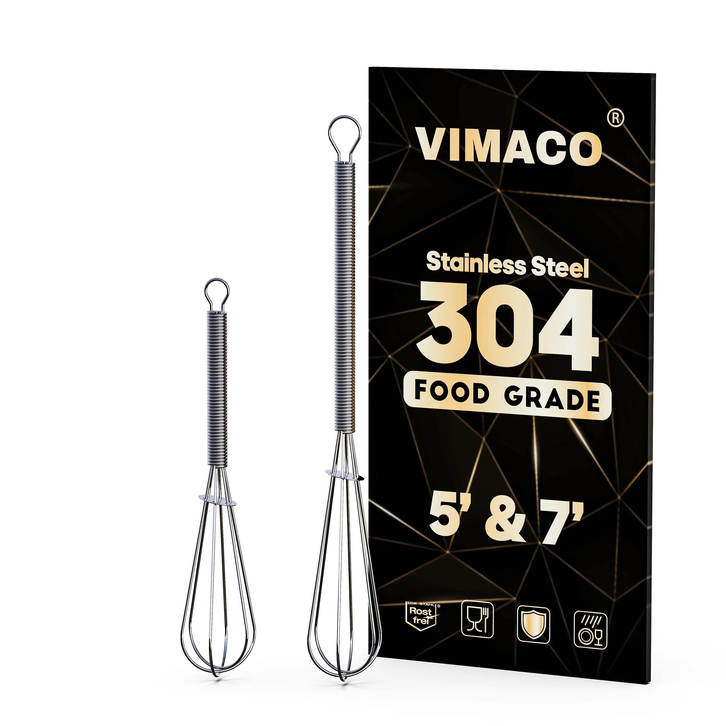 VIMACO ® Mini batidor Manual de alambre de acero inoxidable 304, batidor de huevos, herramienta de cocina, utensilio para hornear, crema de leche, mantequilla, agitación