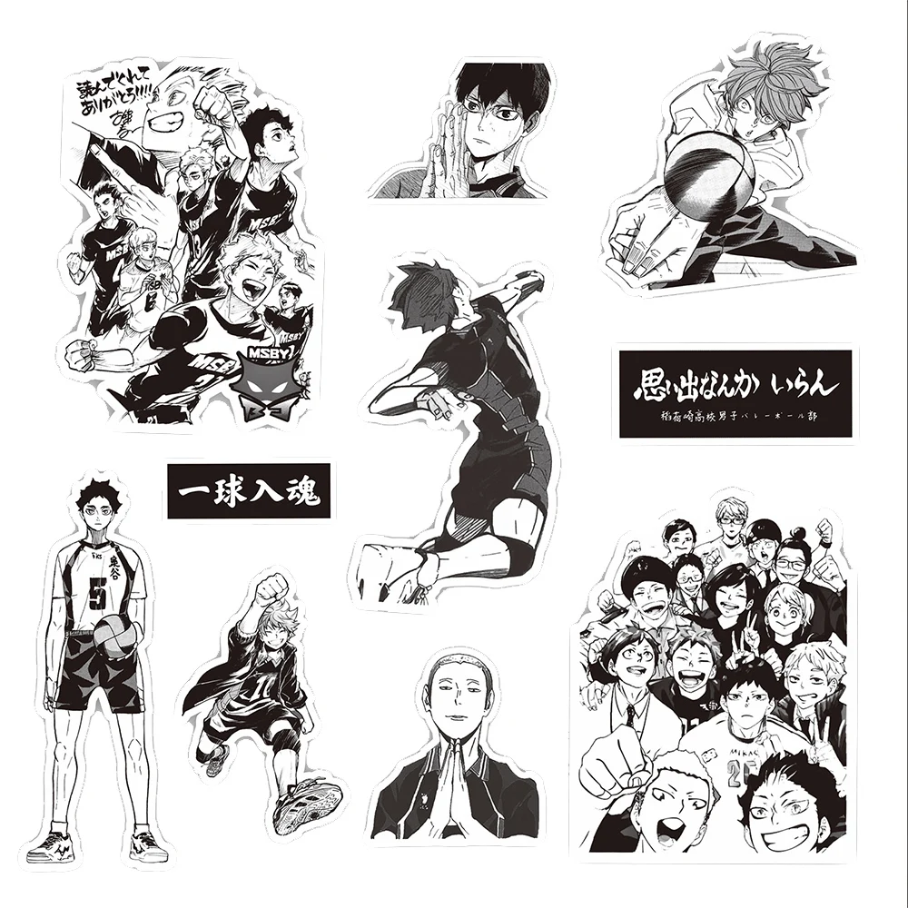 10/30/65pcs Haikyuu!! Anime Graffiti Stickers Hinata Shoyo Decals DIY Phone Notebook Laptop Cool Manga Black White Sticker Decor