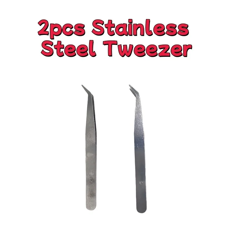 2pcs Watch Phone Repair Tool Professional Stainless Steel Curved Tweezer Watchmaker Detail Repair Tools for Mechanical Quartz