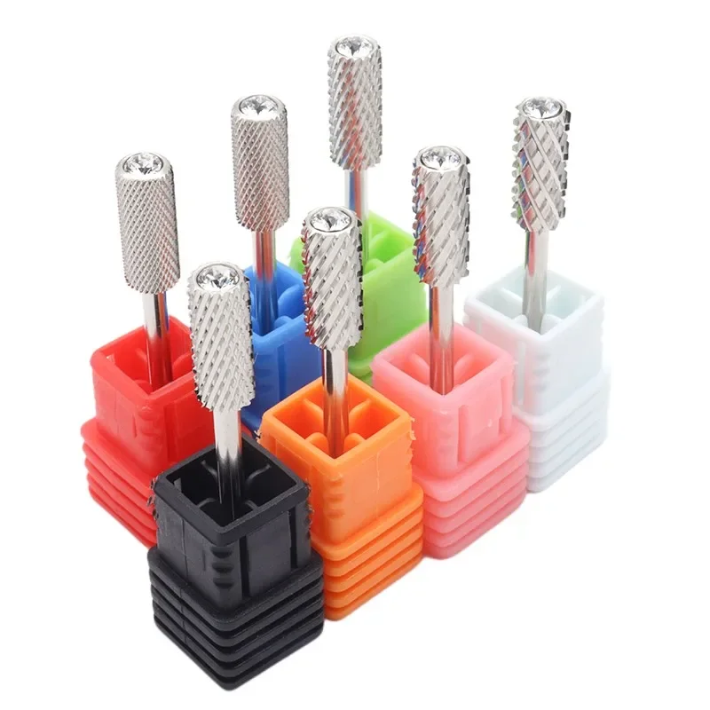 Nobile argento qualità 5 mm diamante piccolo cilindro rotondo superiore originale acciaio al tungsteno carburo manicure punta da trapano per unghie rettifica rotativa