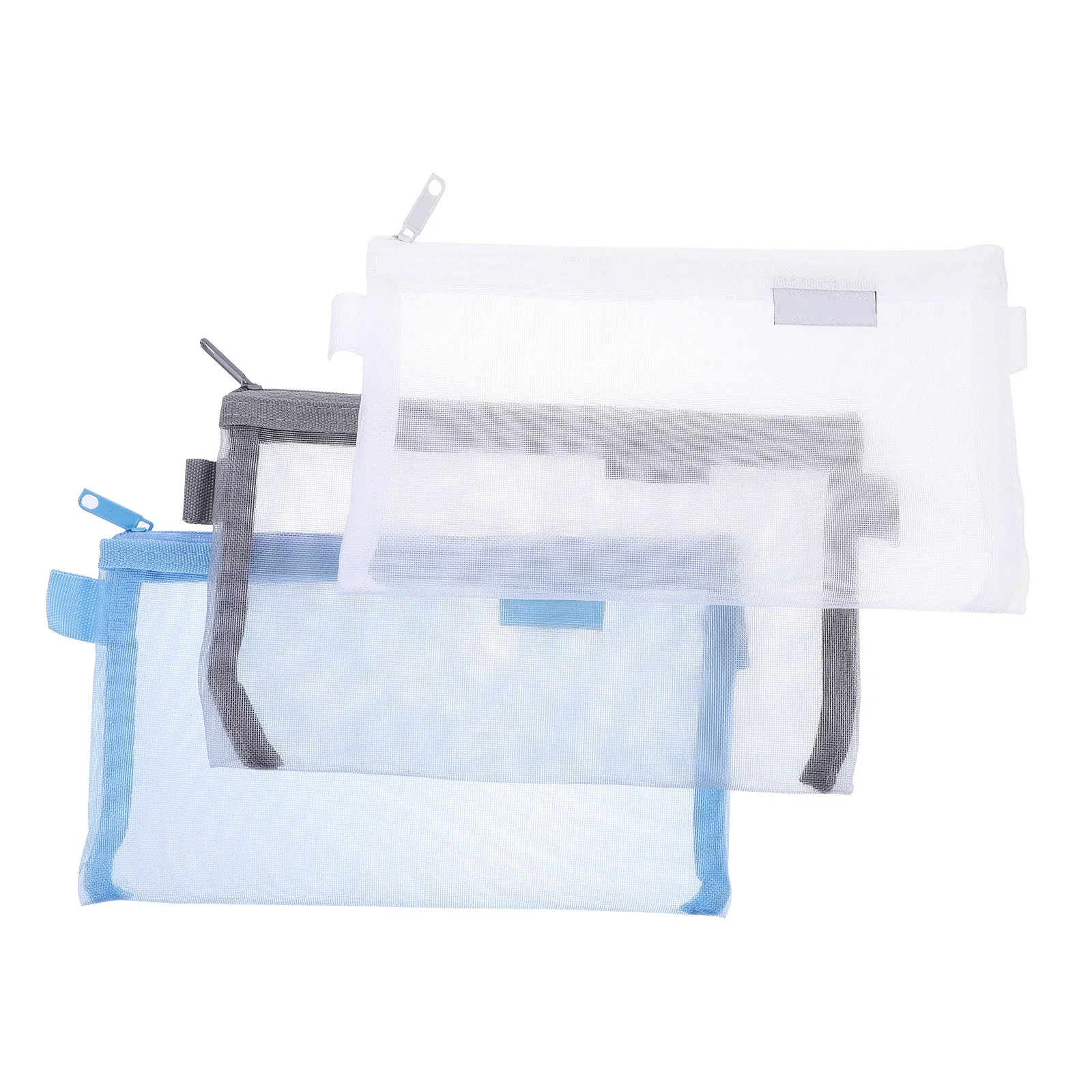 

3Pcs Transparent Pen Bags Lightweight Zippered Storage Pouches for Office Stationery Documents Tickets Student Supplies Portable