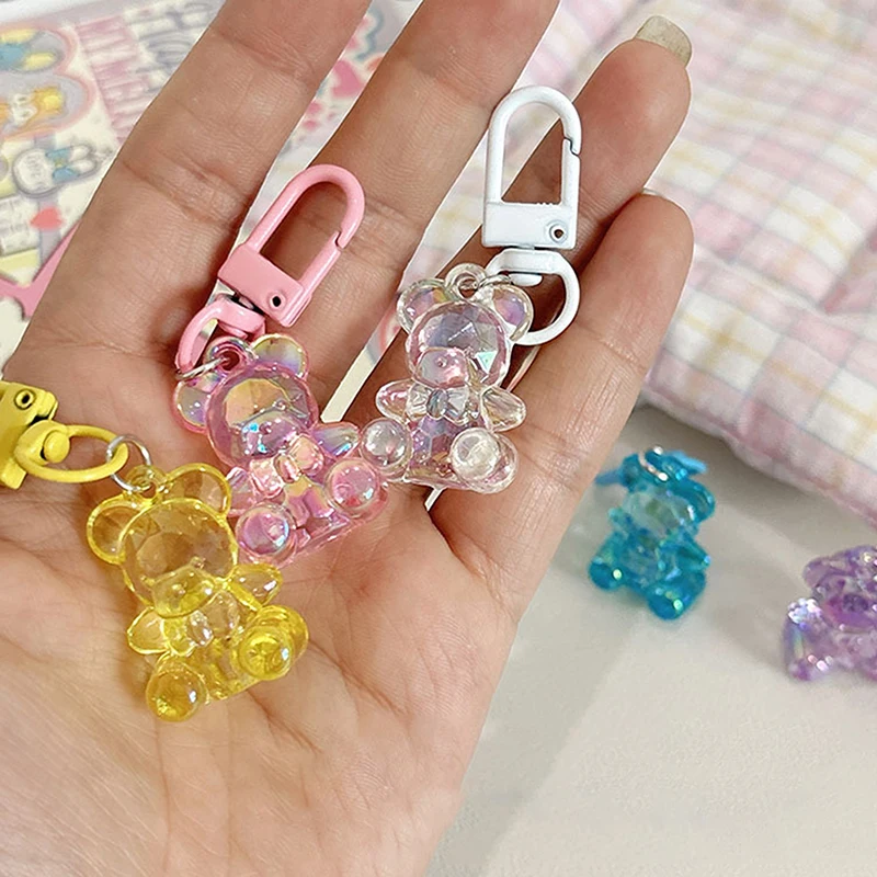 

1PC Cute Creative Bag Car Earphone Box Key DIY Accessories Cartoon Bling Bear Animal Keychain For Friend Lovers