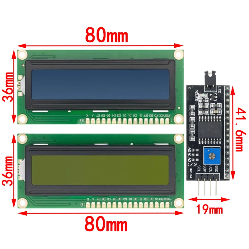 1 Stks/partij Lcd Module Blauw Groen Scherm Iic/I2C 1602 Voor Arduino 1602 Lcd Uno R3 Mega2560 LCD1602