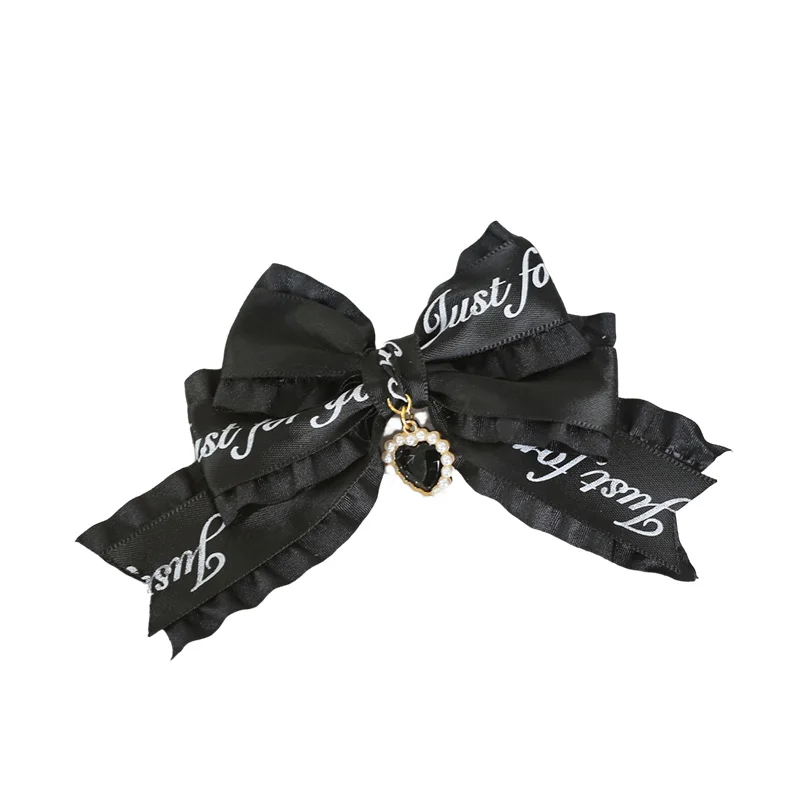 Giapponese JK Lolita pizzo fatto a mano mollette lettere nastro Bowknot un paio di fermagli per capelli copricapo