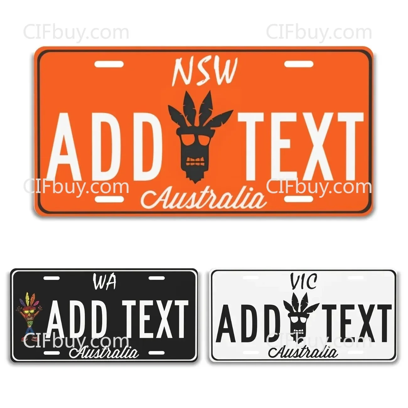 1pc Australia NSW Orange Totem Skull Custom Metal Plaque, 2D Flat Home Wall Ornament Gift (Decor Only)