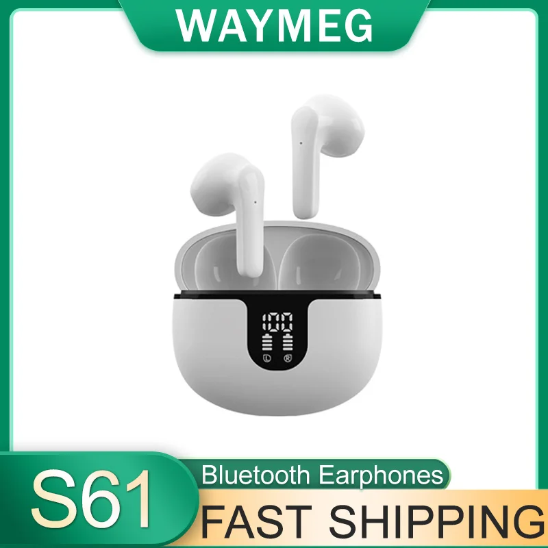S61 Convenient Earphones Wireless Bluetooth 5.3 Earbuds Call Noise Reduction HiFi Stereo Game Music Headset 320mAh Long Standby