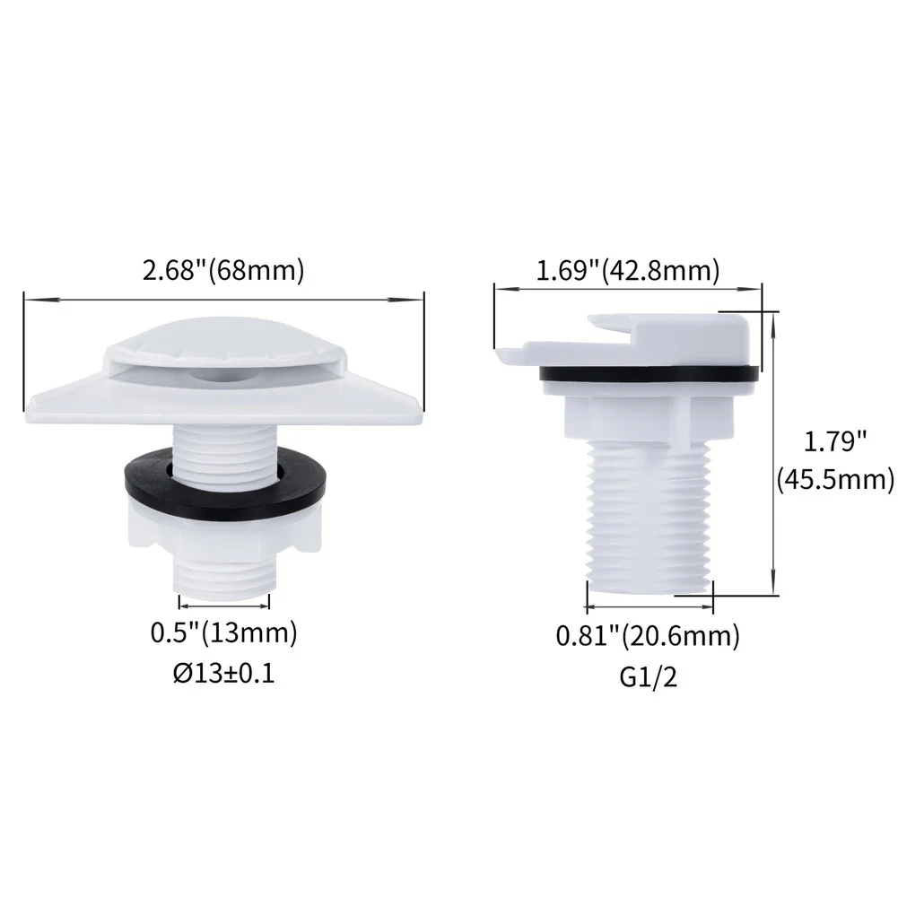 ABS Urinal Flush Valve Connector with G1/2 or G3/4 Thread for Standard Water Inlet Fitting in Bathroom Plumbing Systems