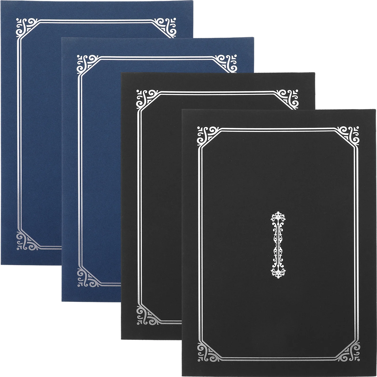 

4 Pcs Honor Certificate Cover Holders Black Blue Foil A4 Size Protective Presentation Folder For Award Document Storage