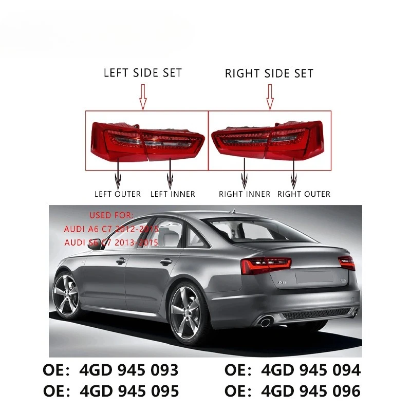 

Suitable for 2012-2016 Aud A6L C7 Automotive LED Taillight Assembly 4GD945093 94 95 96