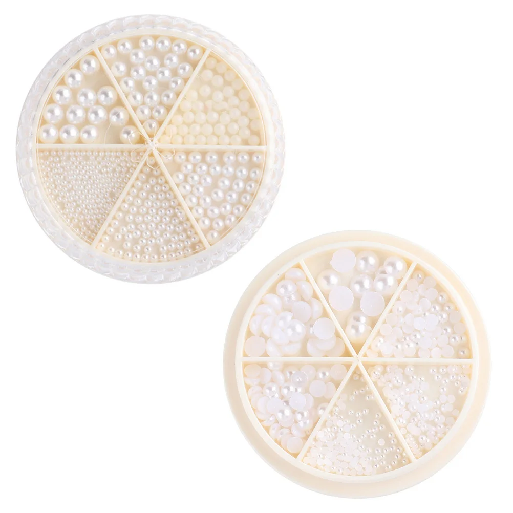 

2 Boxes Nail Beads Imitation Semicircle Round Pearls DIY Manicure Ornament Nail Art Supplies Manicures Pearls