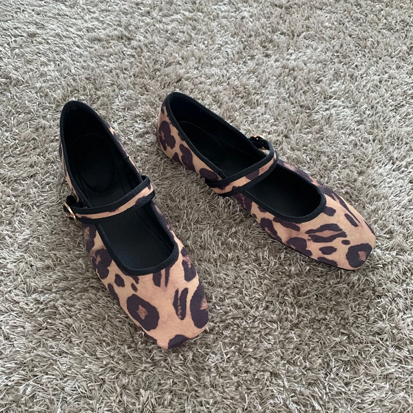 2024 Womens Leopard Print Casual Shoes Woman Flat Shoe Summer Mary Jane Shoes Woman Slip-on Flats