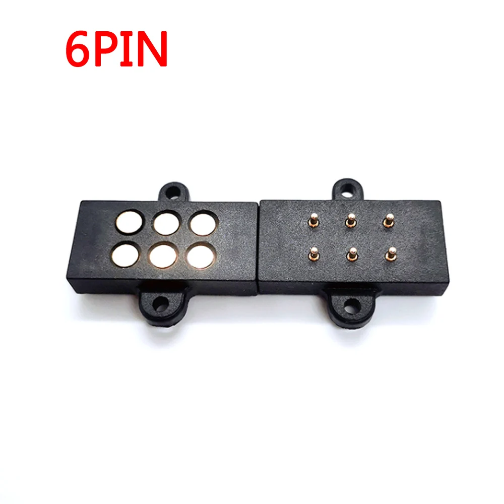 1sets 6PIN High Current With Solder Plate Spring DC Magnetic Pogo Pin connector PCB Solder Male Female Probe With mounting holes