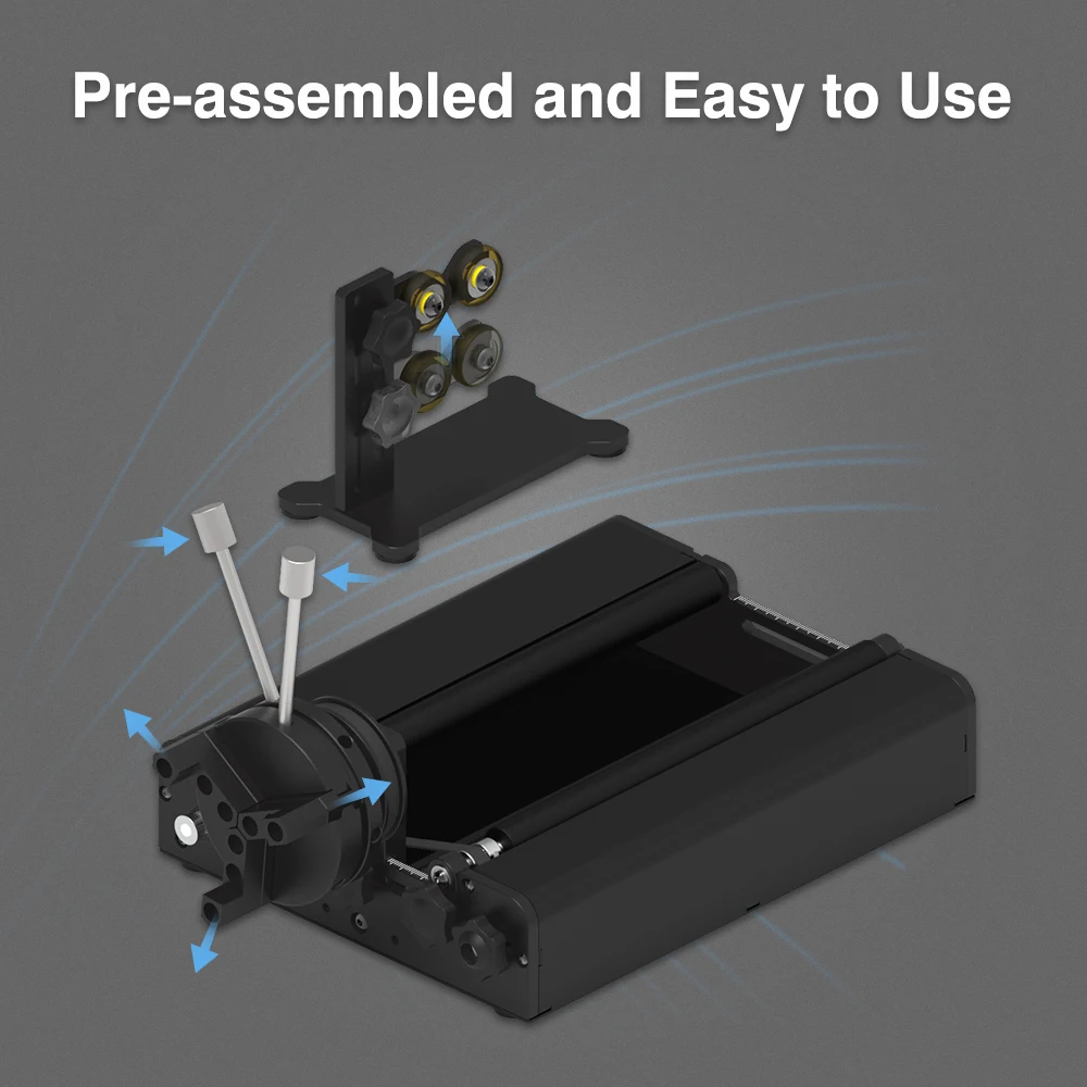 Imagem -04 - Twotrees Tr2 Pro Módulo Rotativo Cnc Máquina de Gravura a Laser Y-eixo Rotativo Rolo Gravura Módulo para Escultura em Objetos Cilíndricos