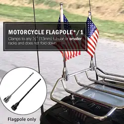 For Harley Honda Yamaha Rear Side Flag Pole Mount Motorcycle Luggage Rack Flag Shelf With Base Adjustable Chrome Black