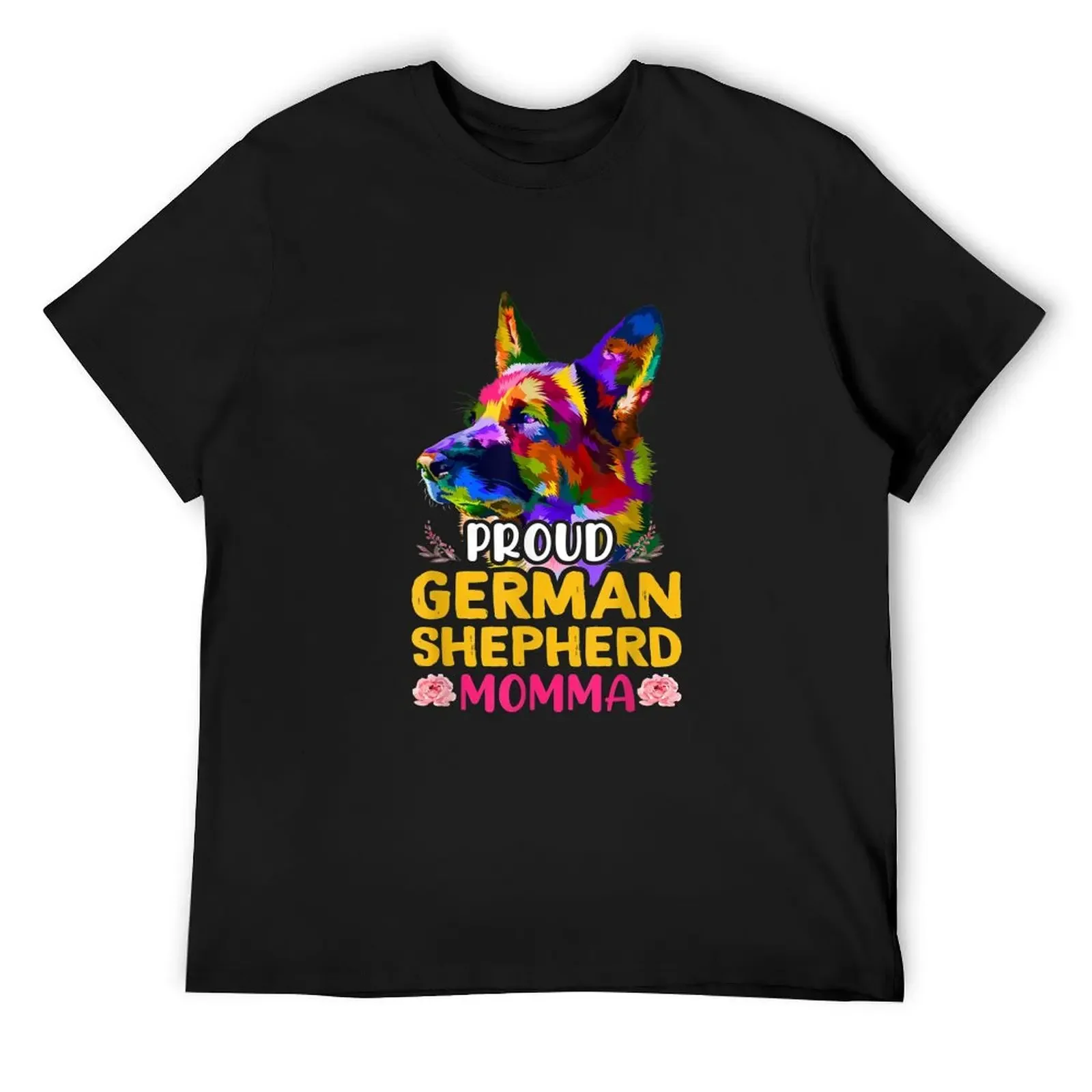 

German Shepherd Mom Flowers T-Shirt customizeds funny gifts men workout shirt