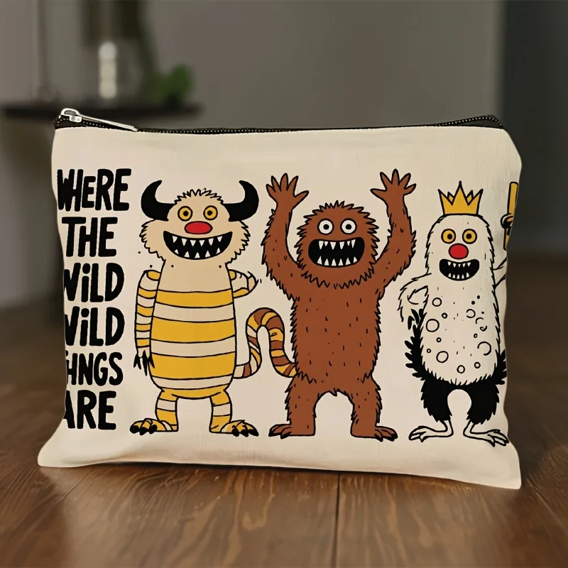 

1pc Toiletry Bag Design Inspired by 'where the Wild Things Are' with Cartoon Monsters Makeup Bag for Women Travel Gifts