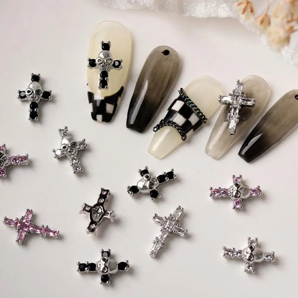 Nail Charm 5 Styles Nail Decoration Easy to Apply Show Unique Charm 3D Shining Cross DIY Nail Art Decoration Gadget