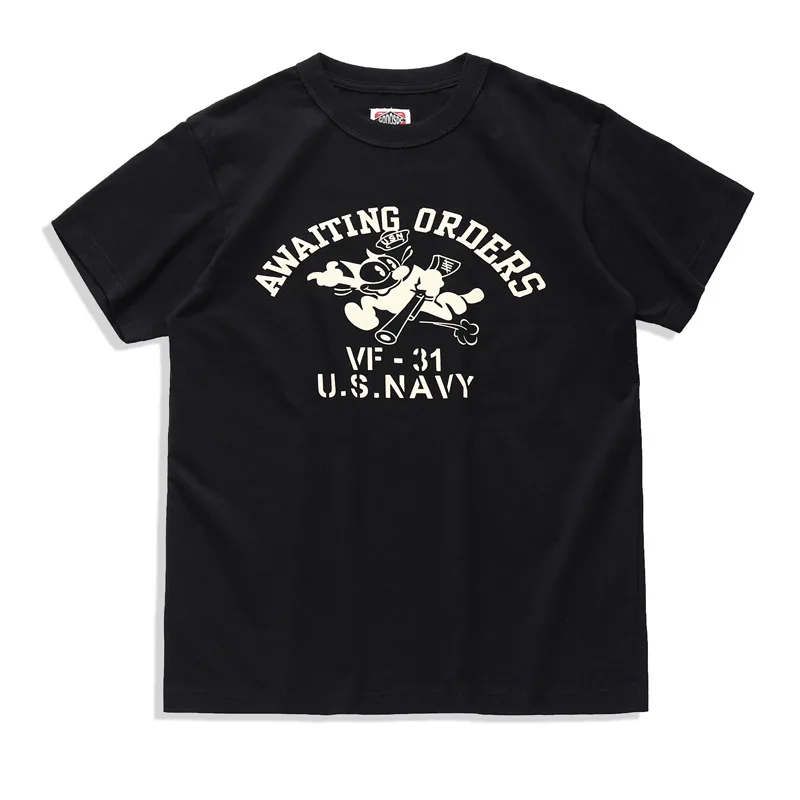 American retro t-shirt Ami Khaki couple tee pure cotton military short-sleeved theme Felix cat print men and women